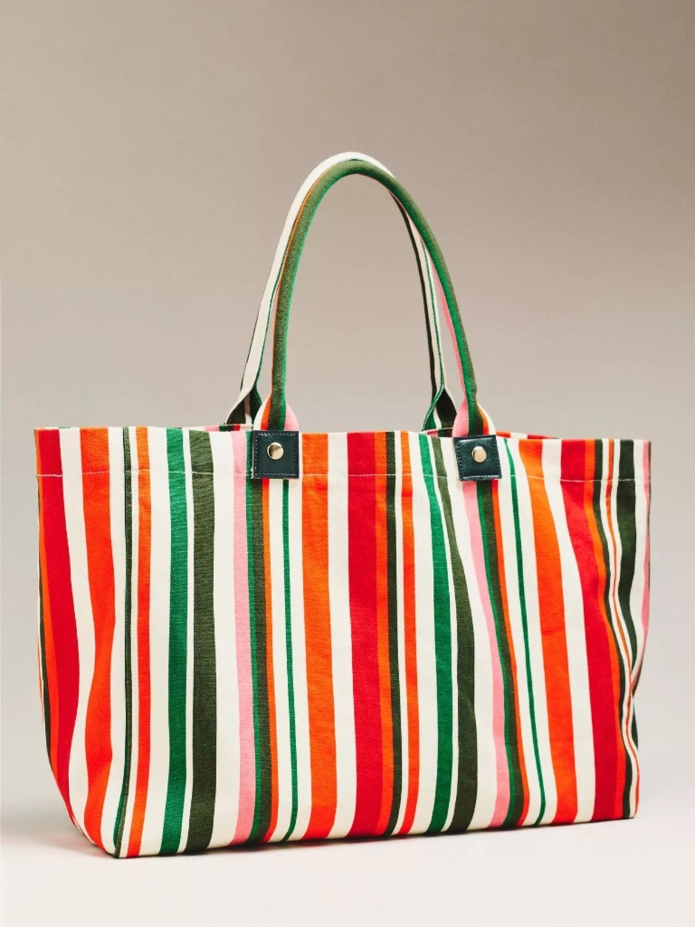 Anthropologie Slouchy Striped Many Colors Canvas Tote NWT